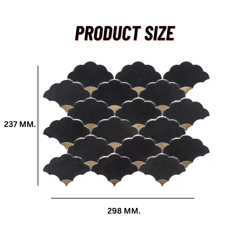 โมเสคหินอ่อน TIMELESS TILES รุ่น LUCKY CLOUD 23.7X29.8 ซม. สีดำ สเตนเลสสีทอง JET BLACK_1
